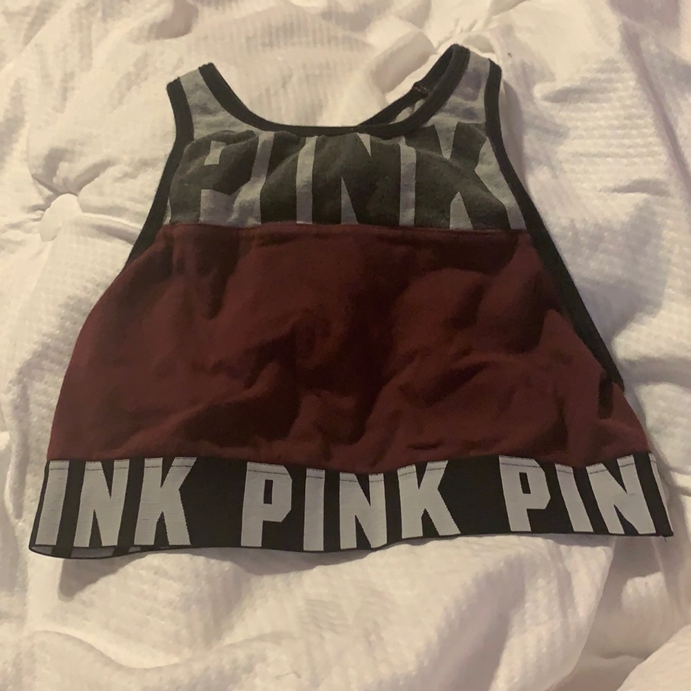 Victoria’s Secret pink sports bra.